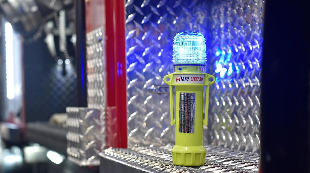 LED flare on back of fire truck