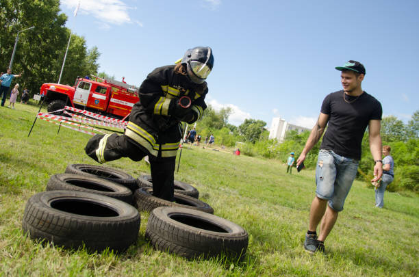 Firefighter working out